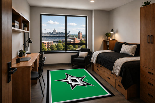 Dallas Stars Entry Rug in Room Setting - Officially Licensed NHL Area Rug