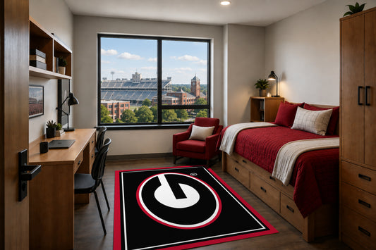 Georgia Bulldogs Entry Rug in Room Setting - Officially Licensed NCAA Area Rug