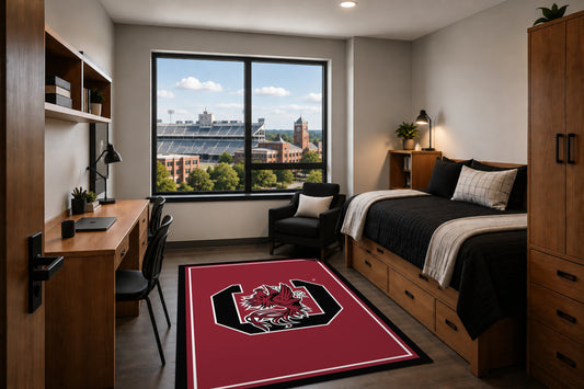 South Carolina Gamecocks Entry Rug in Room Setting - Officially Licensed NCAA Area Rug