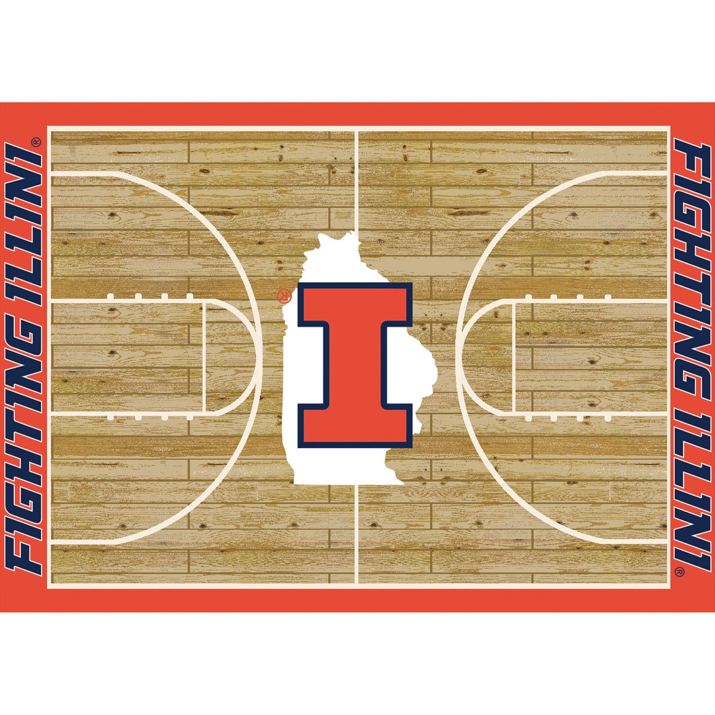 Illinois Fighting Illini Courtside Rug - Officially Licensed NCAA Area Rug