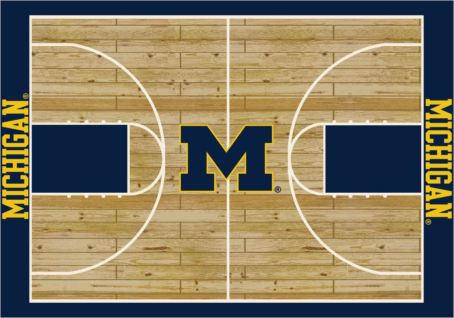 Michigan Wolverines Courtside Rug - Officially Licensed NCAA Area Rug