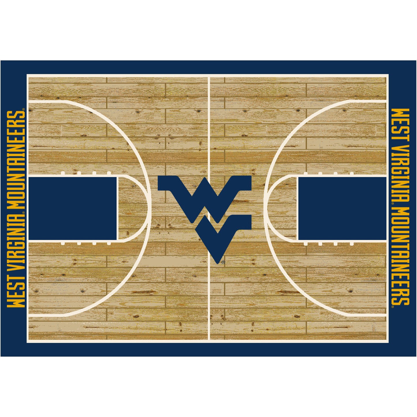 West Virginia Mountaineers Courtside Rug - Officially Licensed NCAA Area Rug
