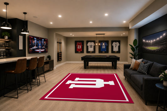Indiana Hoosiers Spirit Rug in Room Setting - Officially Licensed NCAA Area Rug