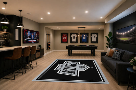 Los Angeles Kings Spirit Rug in Room Setting - Officially Licensed NHL Area Rug