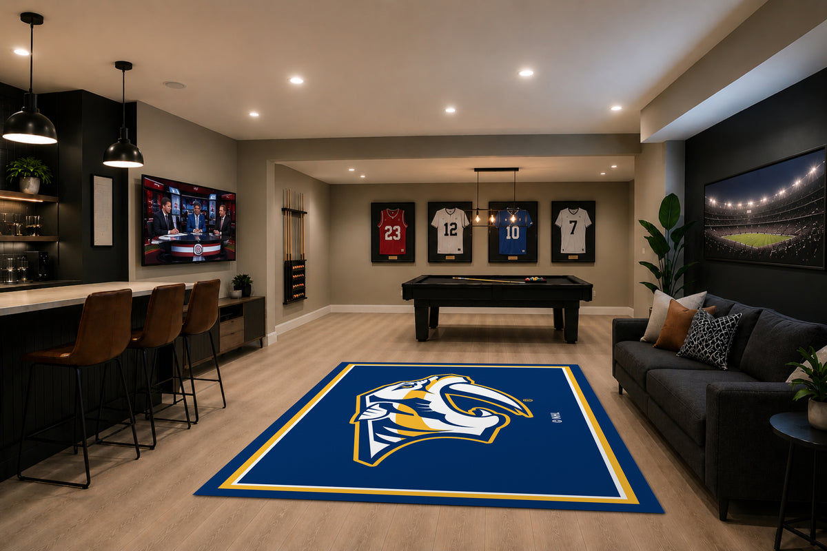 Nashville Predators Spirit Rug in Room Setting - Officially Licensed NHL Area Rug