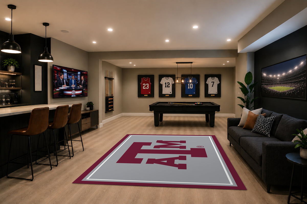 Texas A&M Aggies Spirit Rug in Room Setting - Officially Licensed NCAA Area Rug