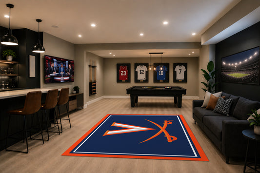 Virginia Cavaliers Spirit Rug in Room Setting - Officially Licensed NCAA Area Rug