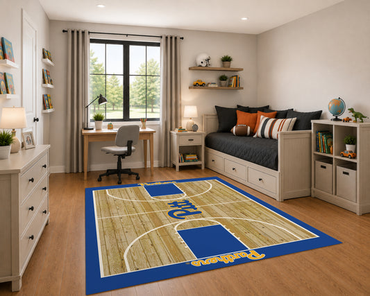 Pittsburgh Panthers Courtside Rug in Room Setting - Officially Licensed NCAA Area Rug