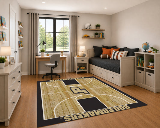 Purdue Boilermakers Courtside Rug in Room Setting - Officially Licensed NCAA Area Rug
