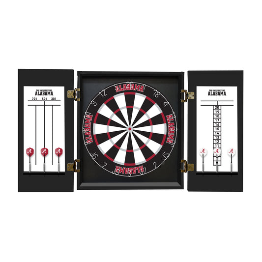 Alabama Crimson Tide Dartboard Cabinet Set - Officially Licensed NCAA Game Room