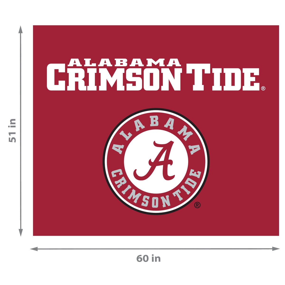 Alabama Crimson Tide NCAA Hanging wall tapestry Dimensions
