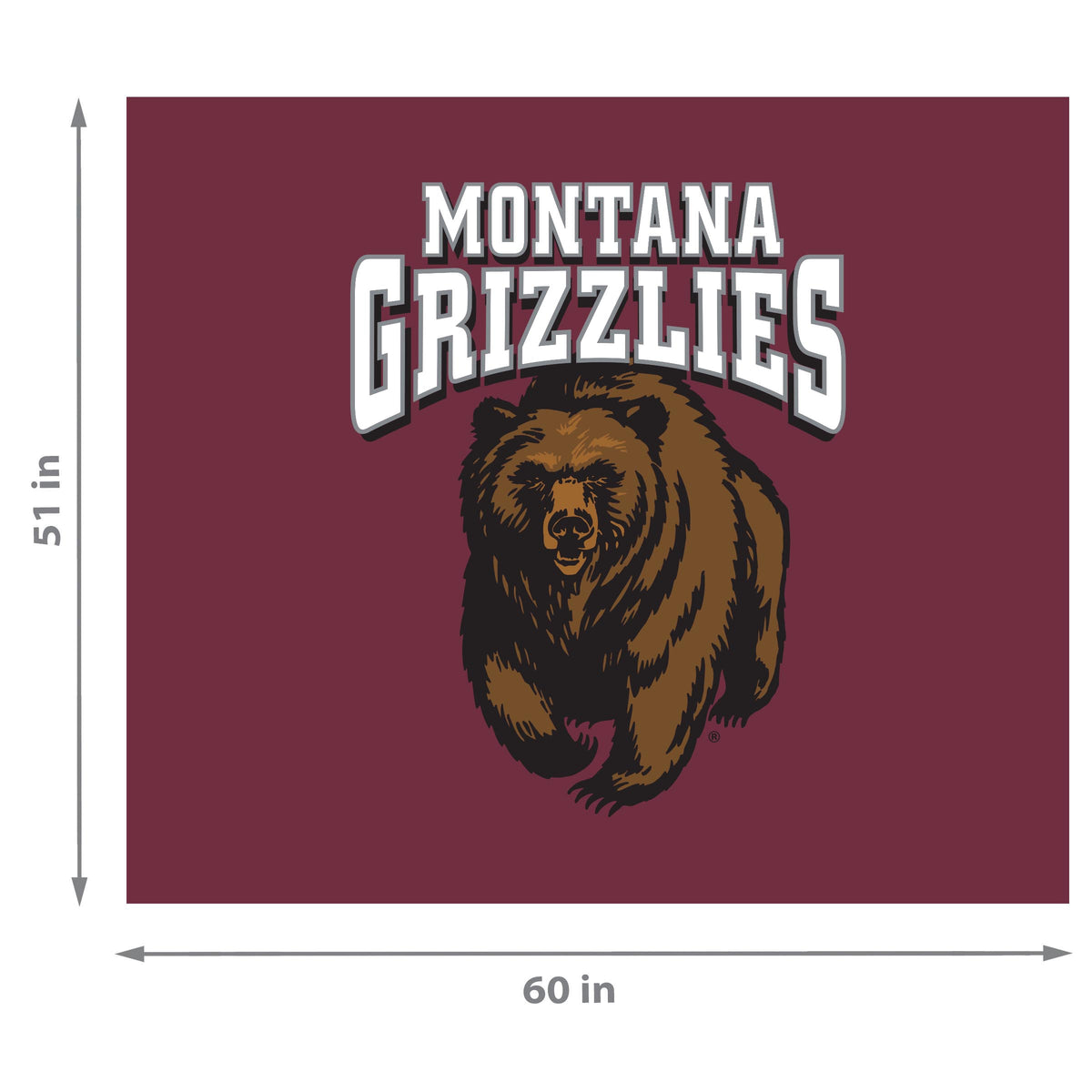 Montana Grizzlies NCAA Hanging wall tapestry Dimensions