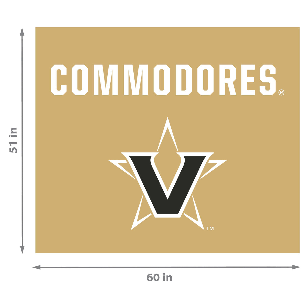 Vanderbilt Commodores NCAA Hanging wall tapestry Dimensions