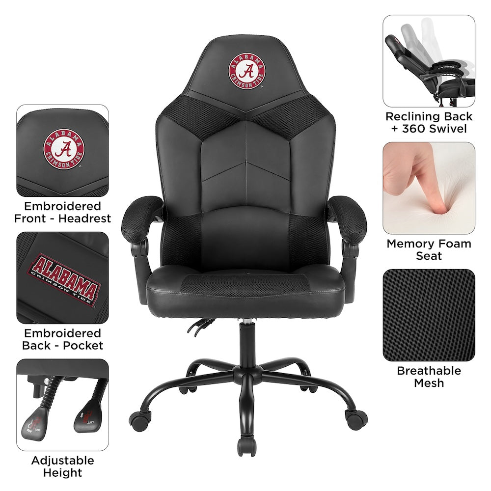 Alabama Crimson Tide Office Gamer Chair Features
