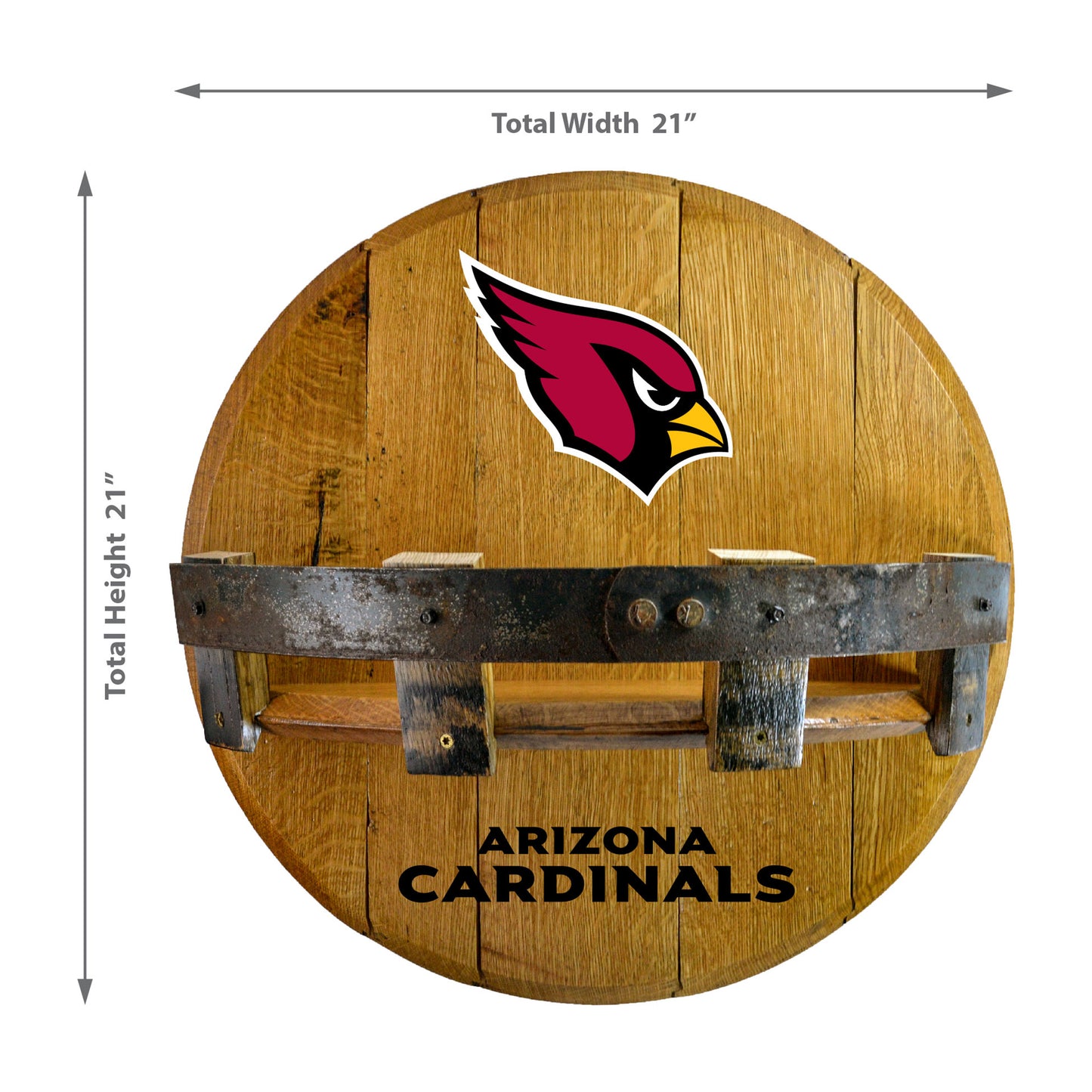 Arizona Cardinals whiskey barrel shelf dimensions