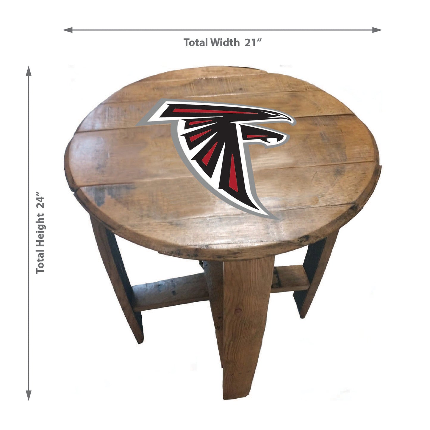 Atlanta Falcons whiskey barrel end table dimensions
