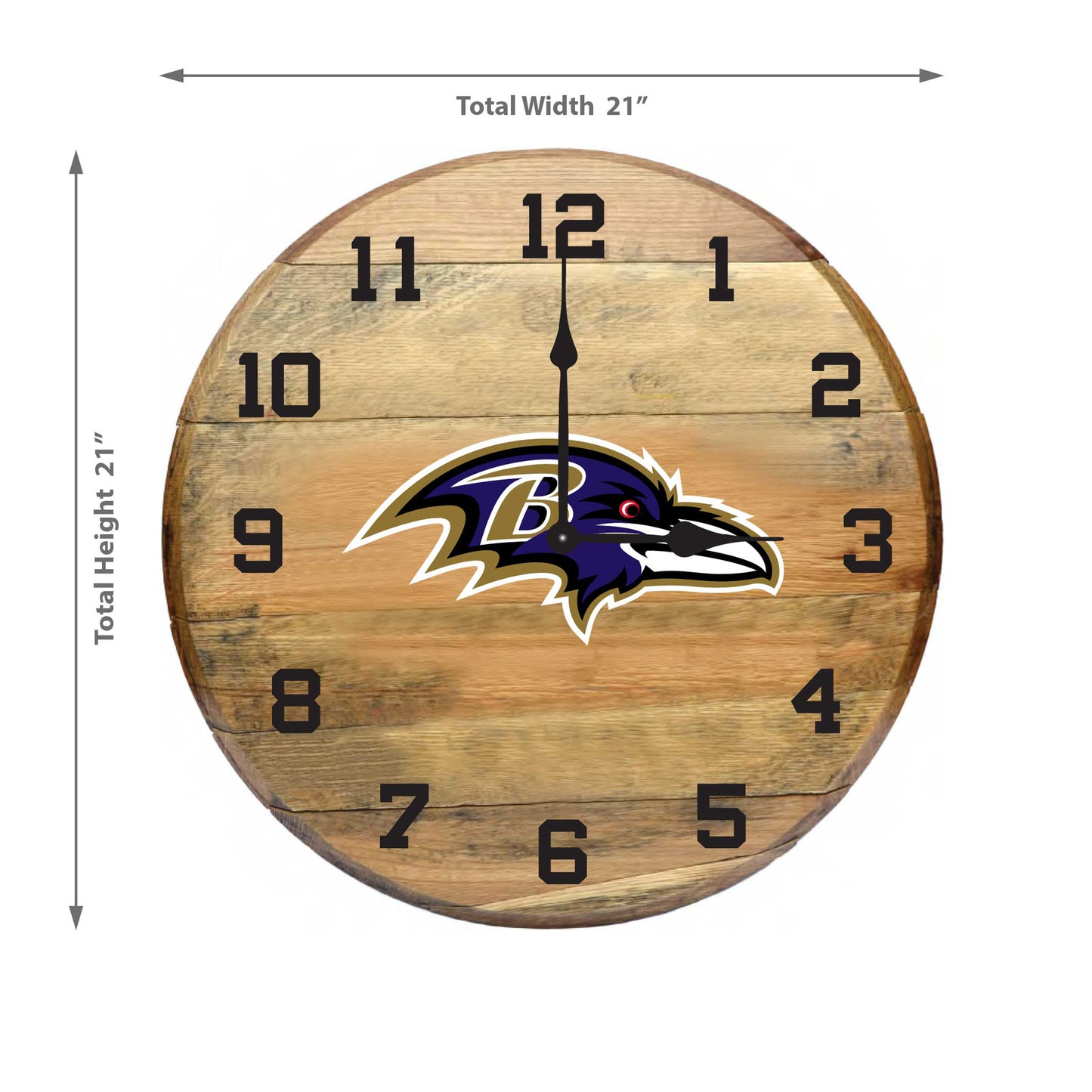 Baltimore Ravens whiskey barrel wall clock dimensions