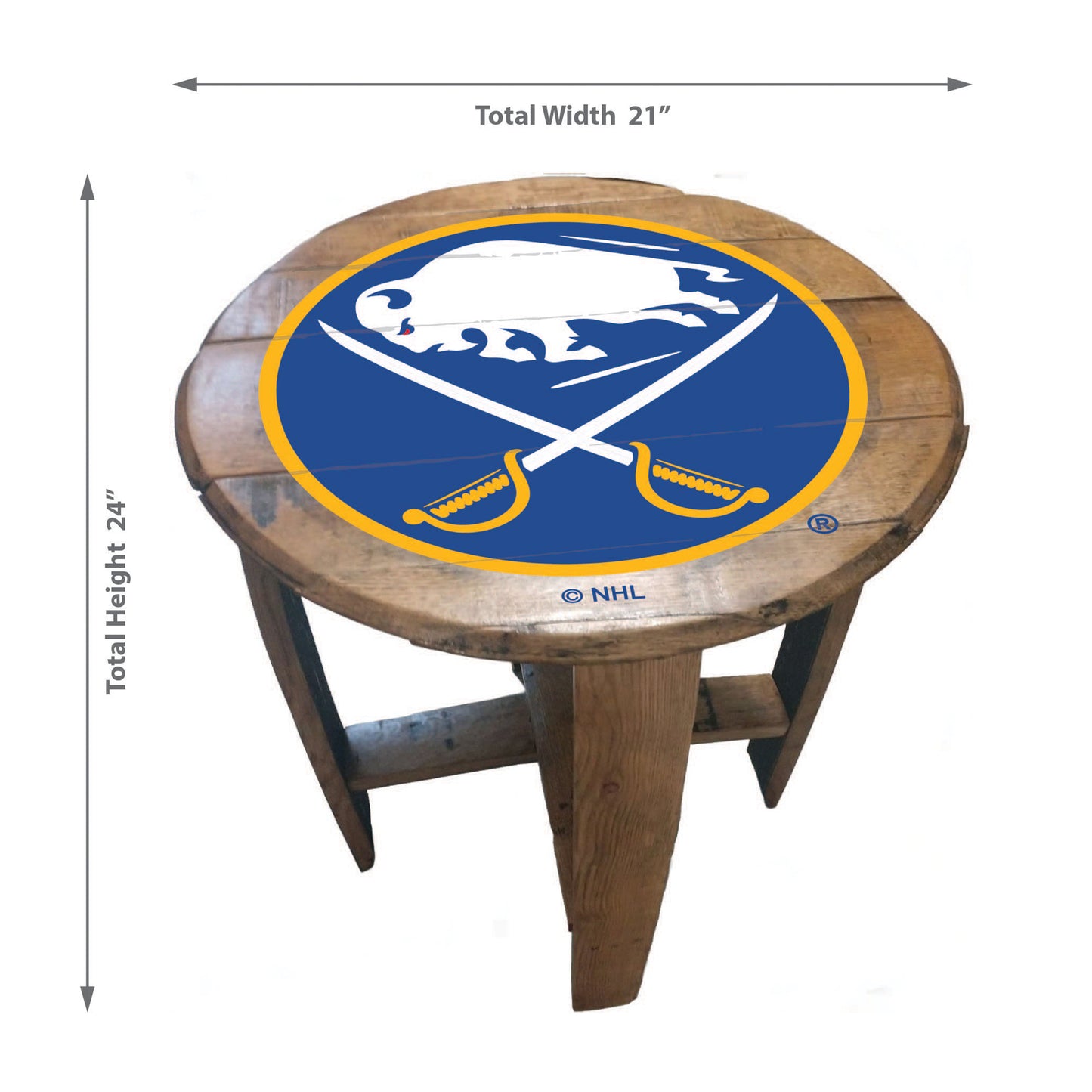 Buffalo Sabres whiskey barrel end table dimensions