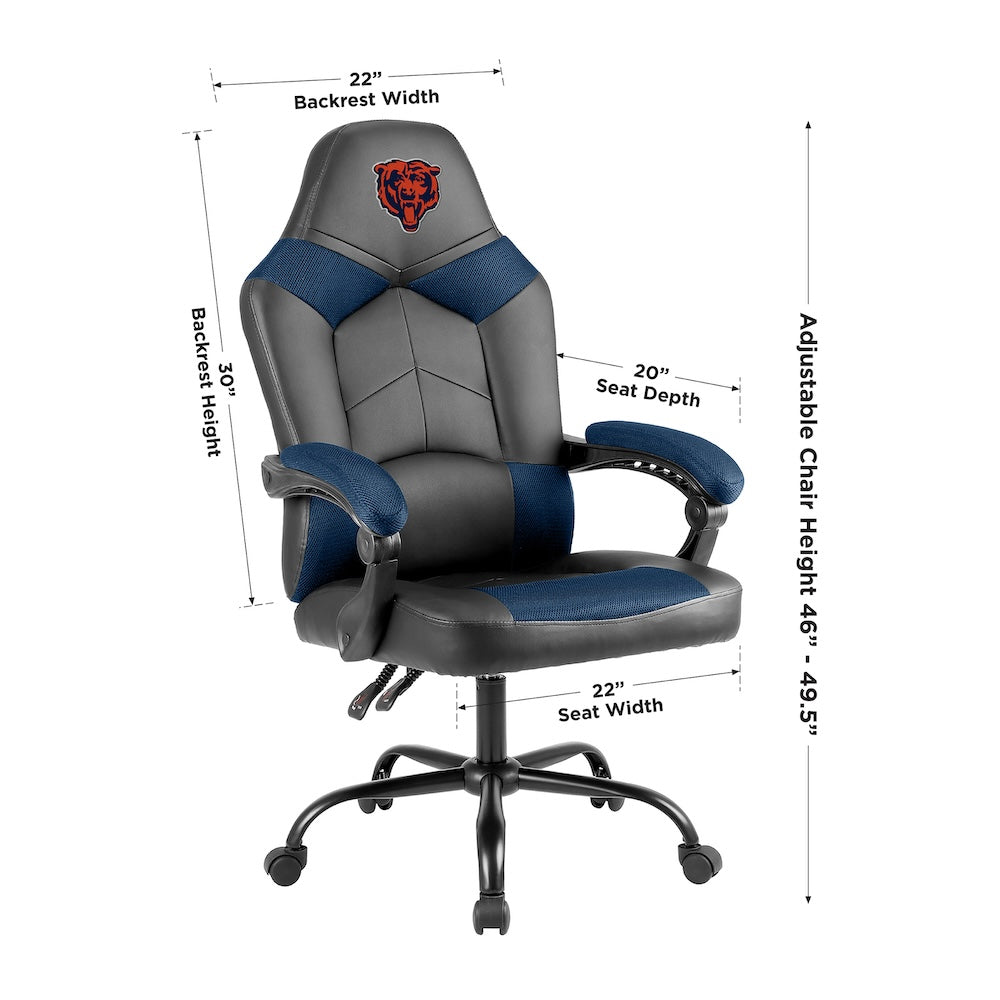 Chicago Bears Office Gamer Chair Dimensions