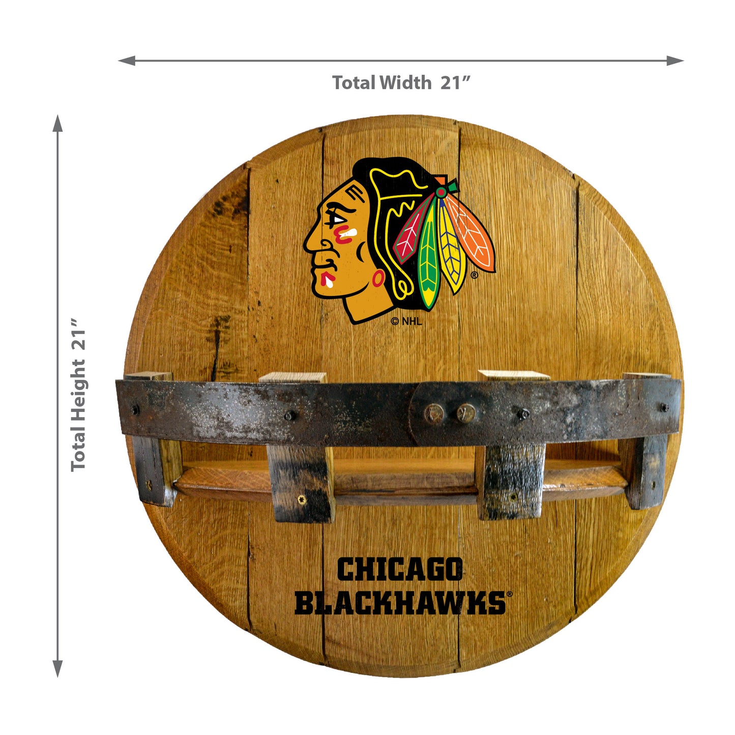 Chicago Blackhawks whiskey barrel shelf dimensions