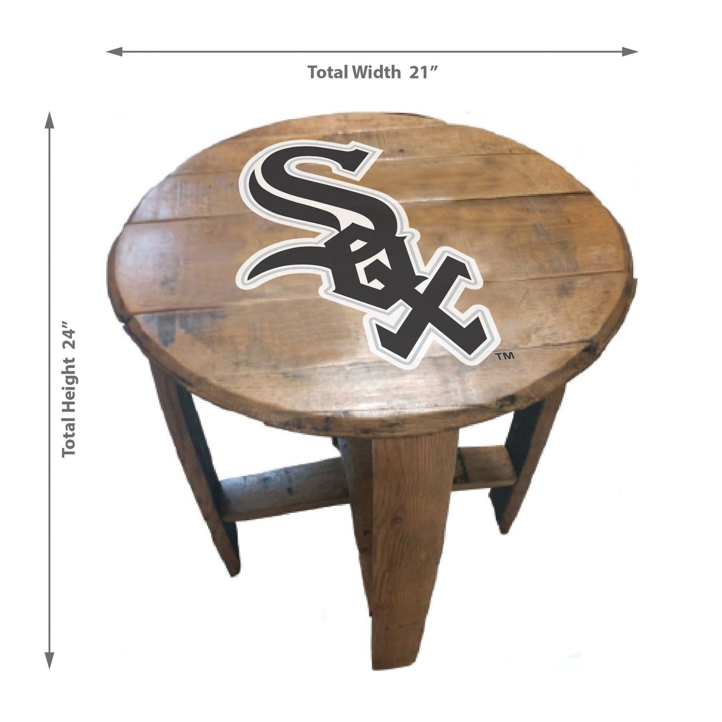 Chicago White Sox whiskey barrel end table dimensions