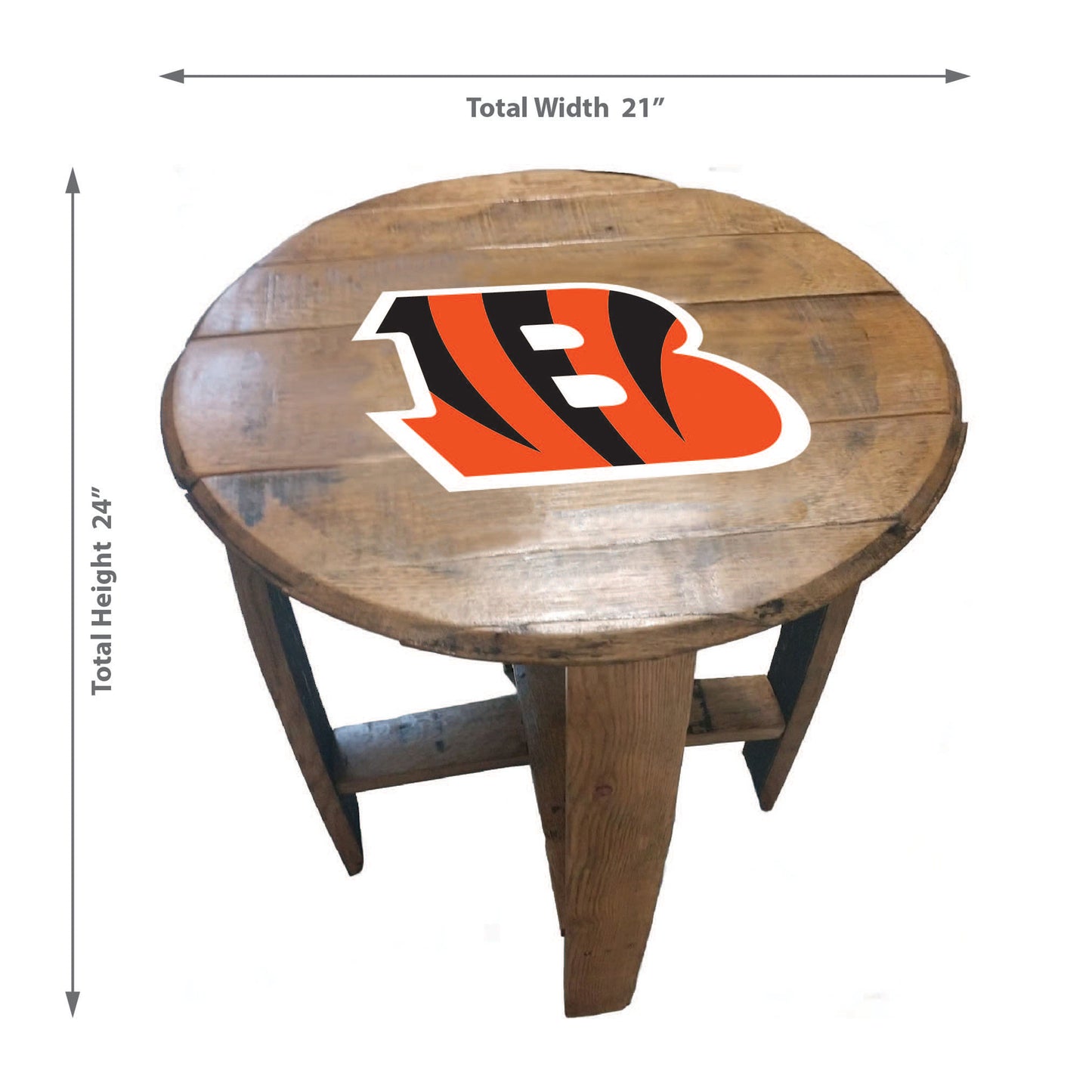 Cincinnati Bengals whiskey barrel end table dimensions