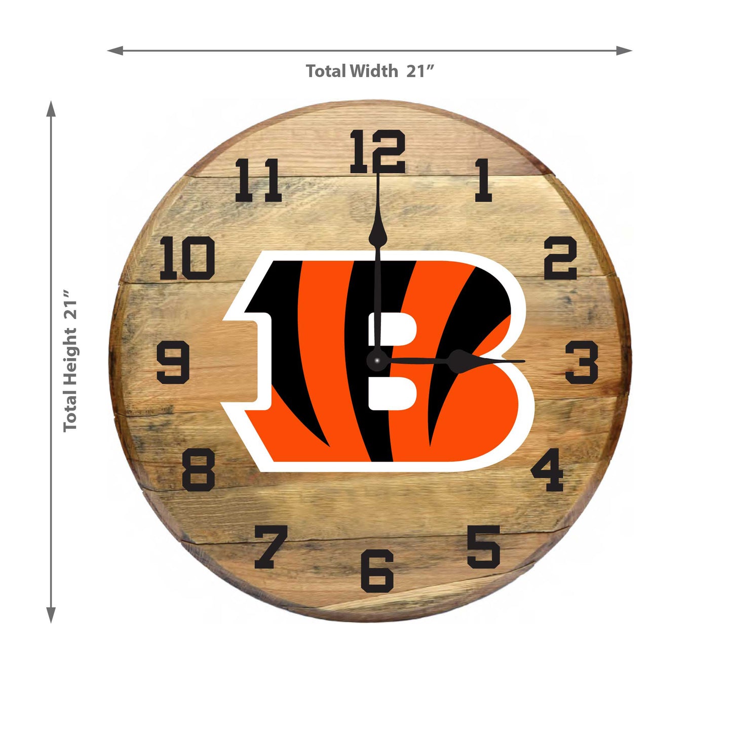 Cincinnati Bengals whiskey barrel wall clock dimensions