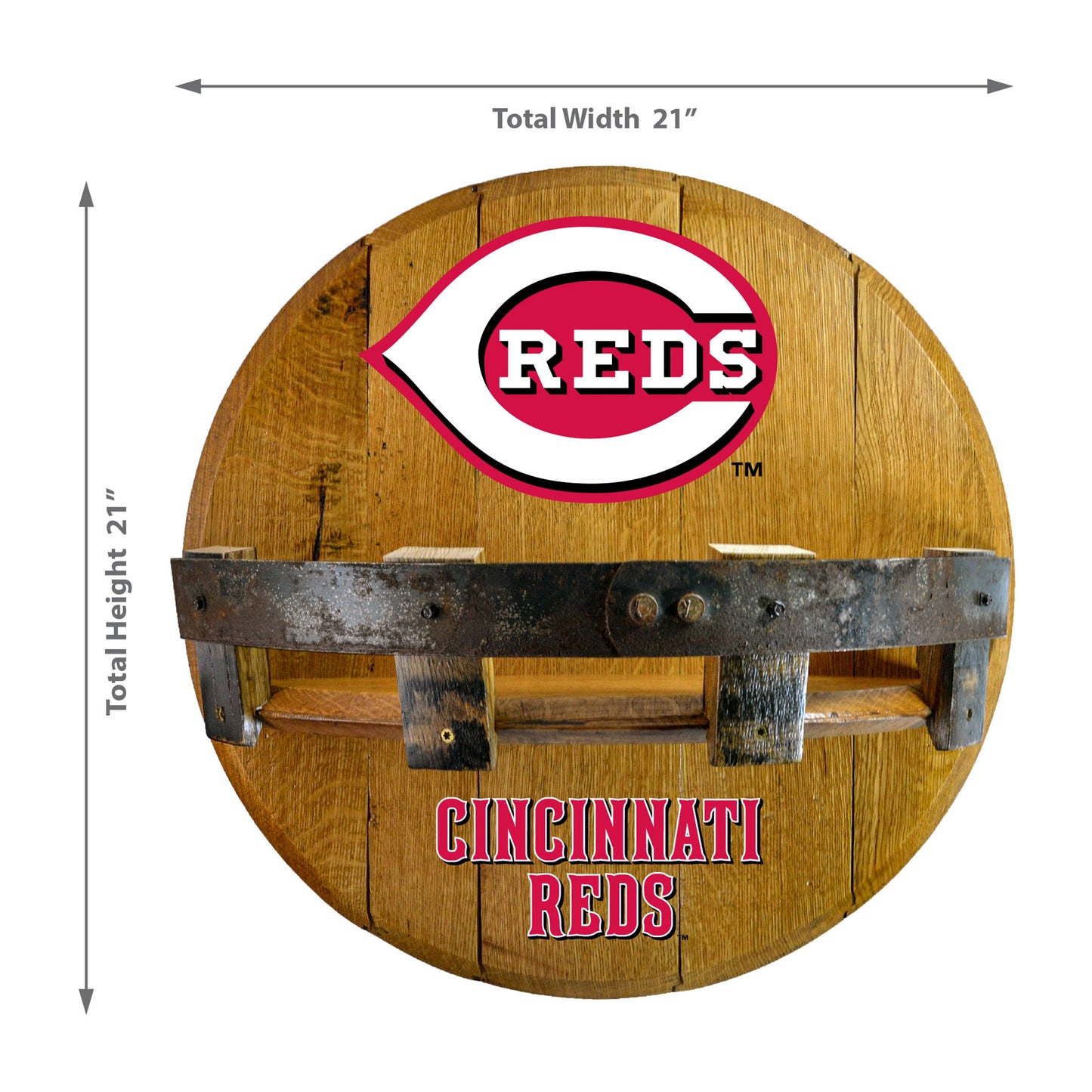 Cincinnati Reds whiskey barrel shelf dimensions