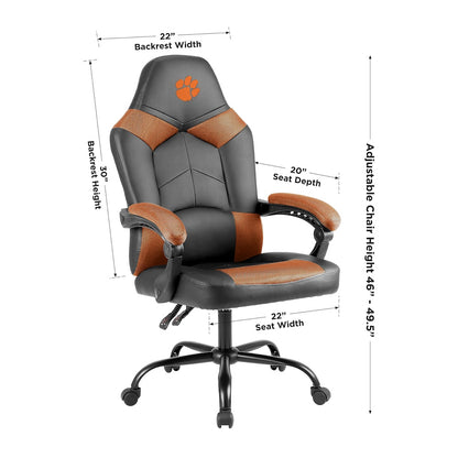 Clemson Tigers Office Gamer Chair Dimensions