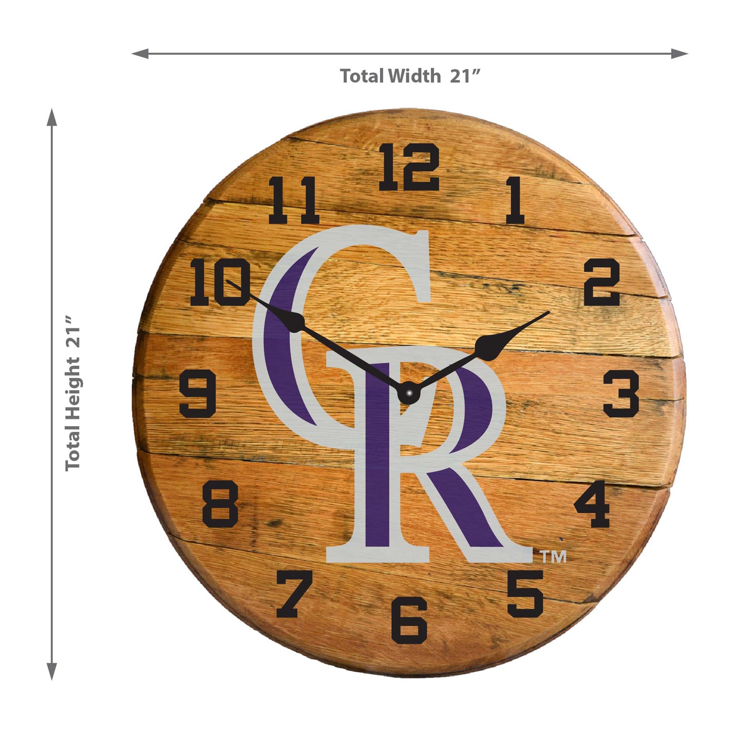 Colorado Rockies whiskey barrel wall clock dimensions