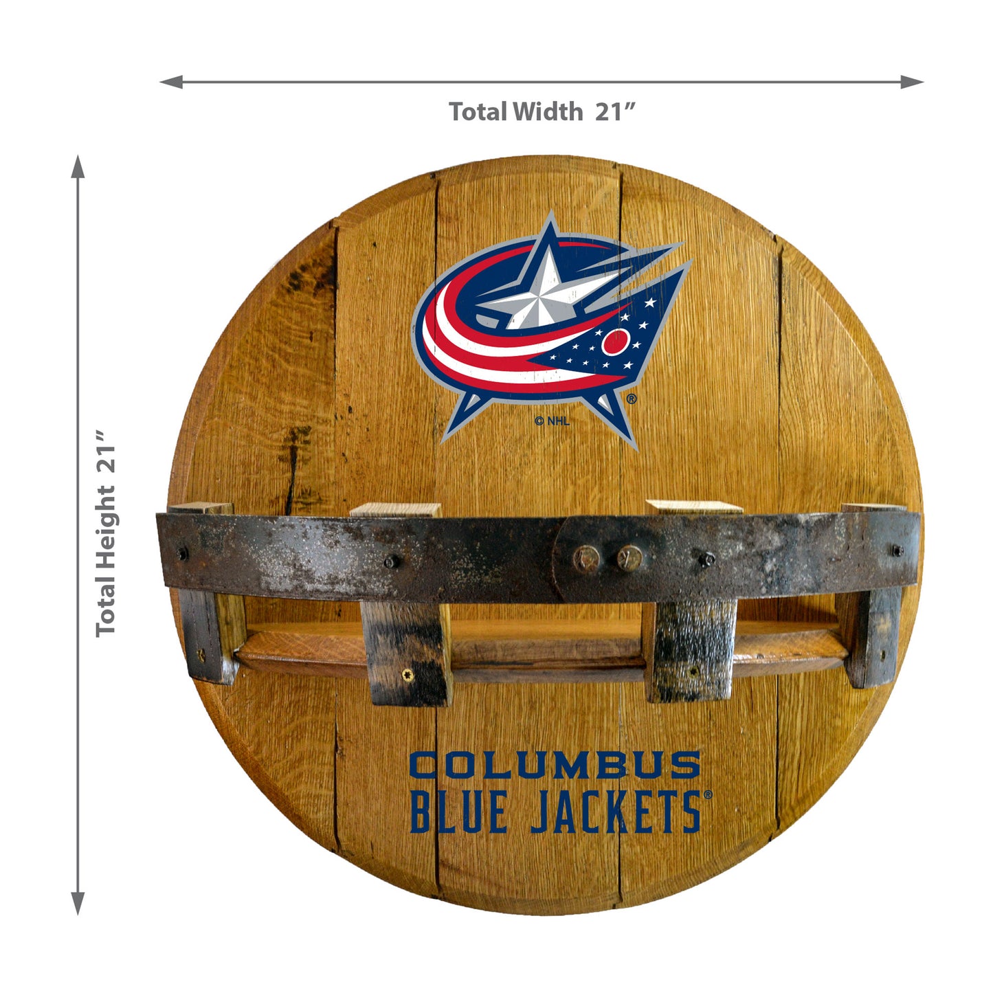 Columbus Blue Jackets whiskey barrel shelf dimensions