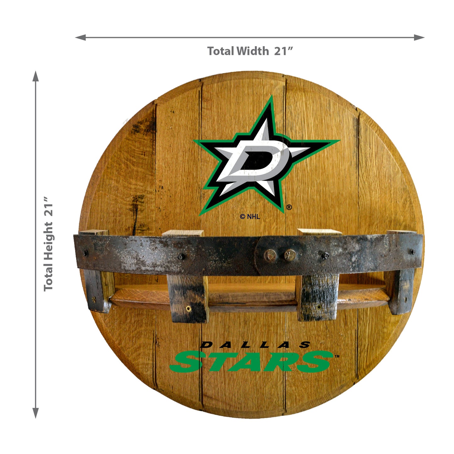 Dallas Stars whiskey barrel shelf dimensions