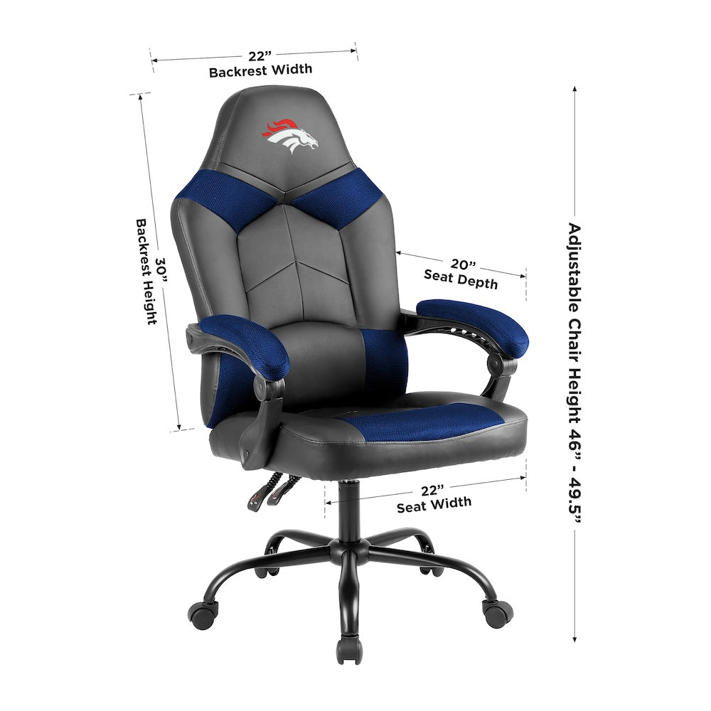 Denver Broncos Office Gamer Chair Dimensions