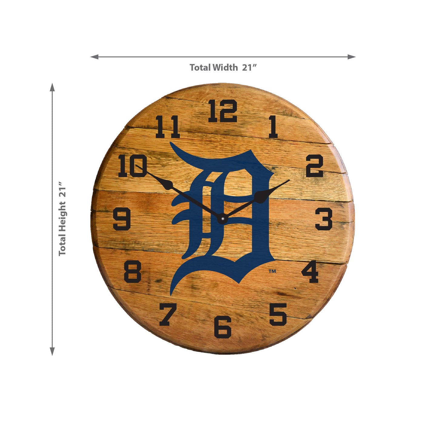 Detroit Tigers whiskey barrel wall clock dimensions