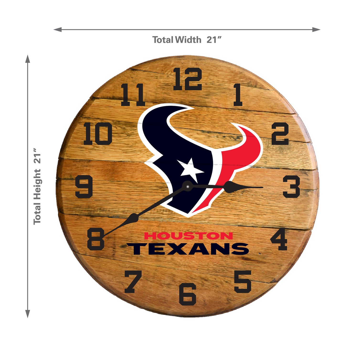 Houston Texans whiskey barrel wall clock dimensions