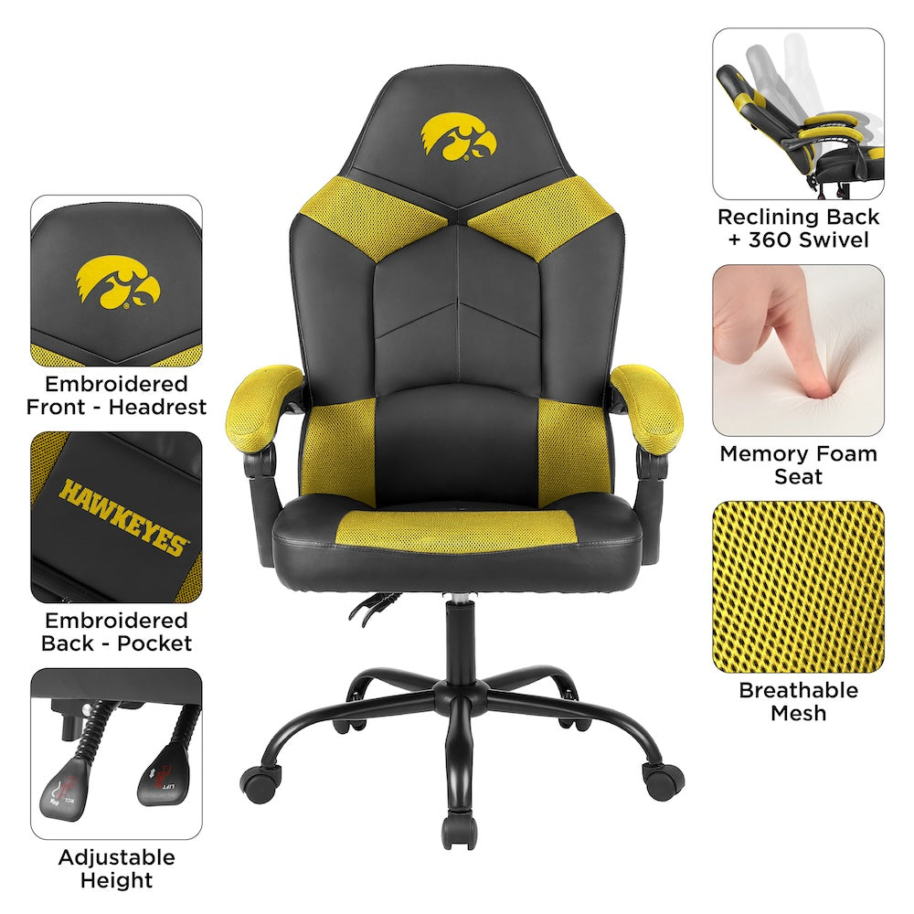Iowa Hawkeyes Office Gamer Chair Features