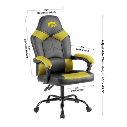 Iowa Hawkeyes Office Gamer Chair Dimensions