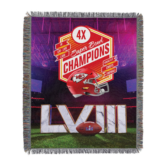Kansas City Chiefs 4 Time Super Bowl Champs Tapestry