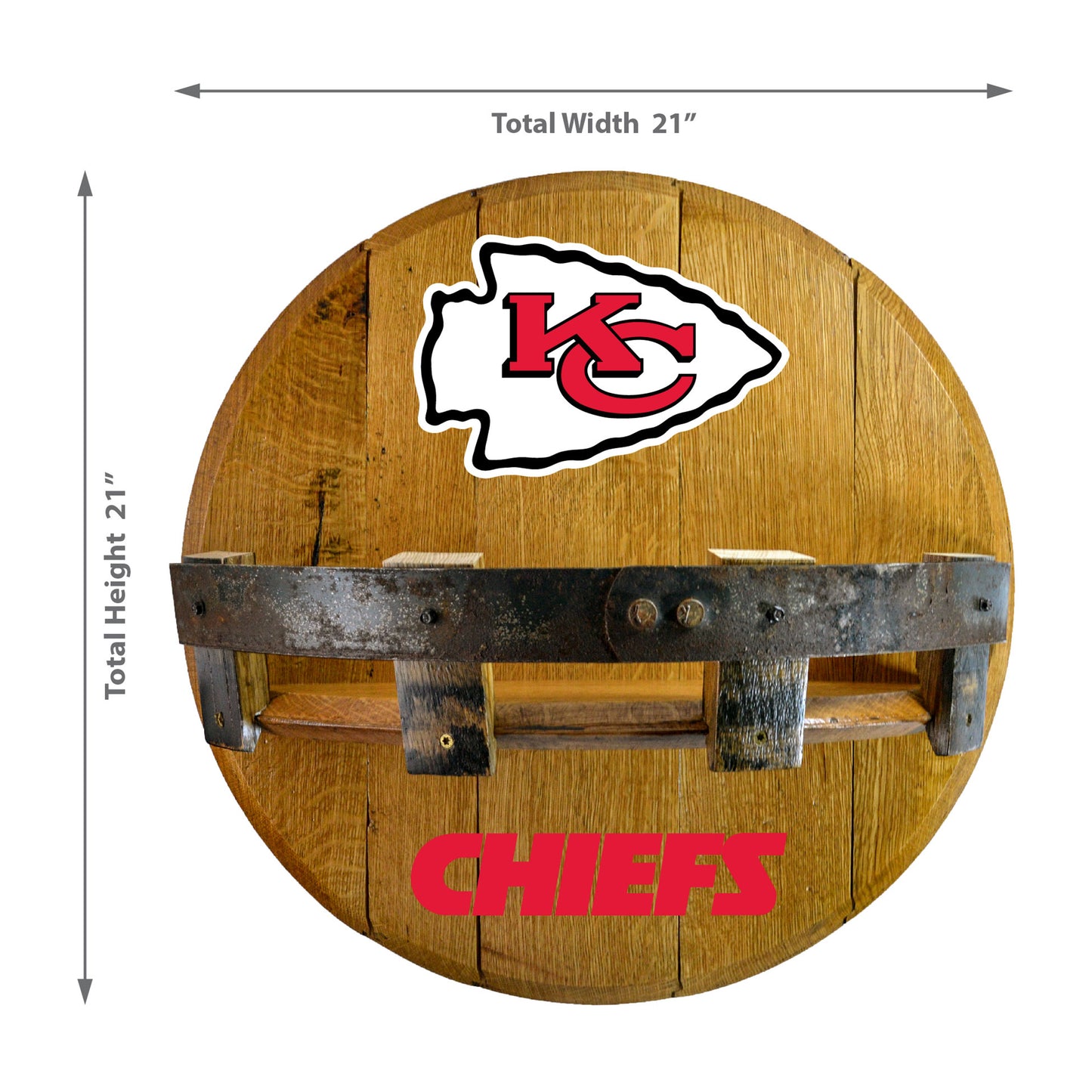 Kansas City Chiefs whiskey barrel shelf dimensions