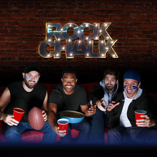 Kansas Jayhawks lighted metal man cave sign