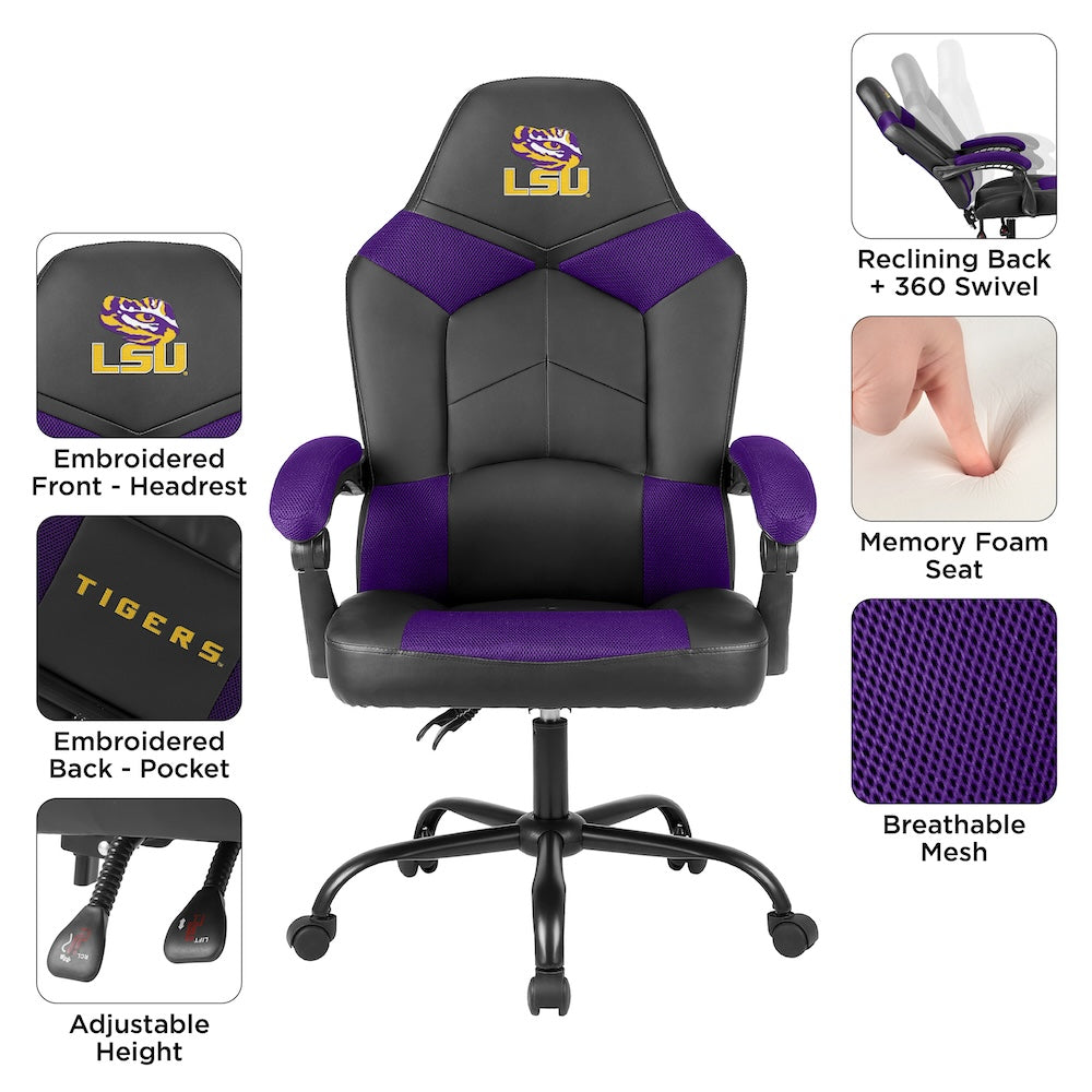 LSU Tigers Office Gamer Chair Features