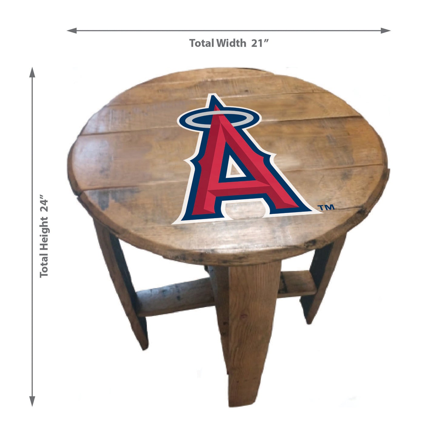Los Angeles Angels whiskey barrel end table dimensions