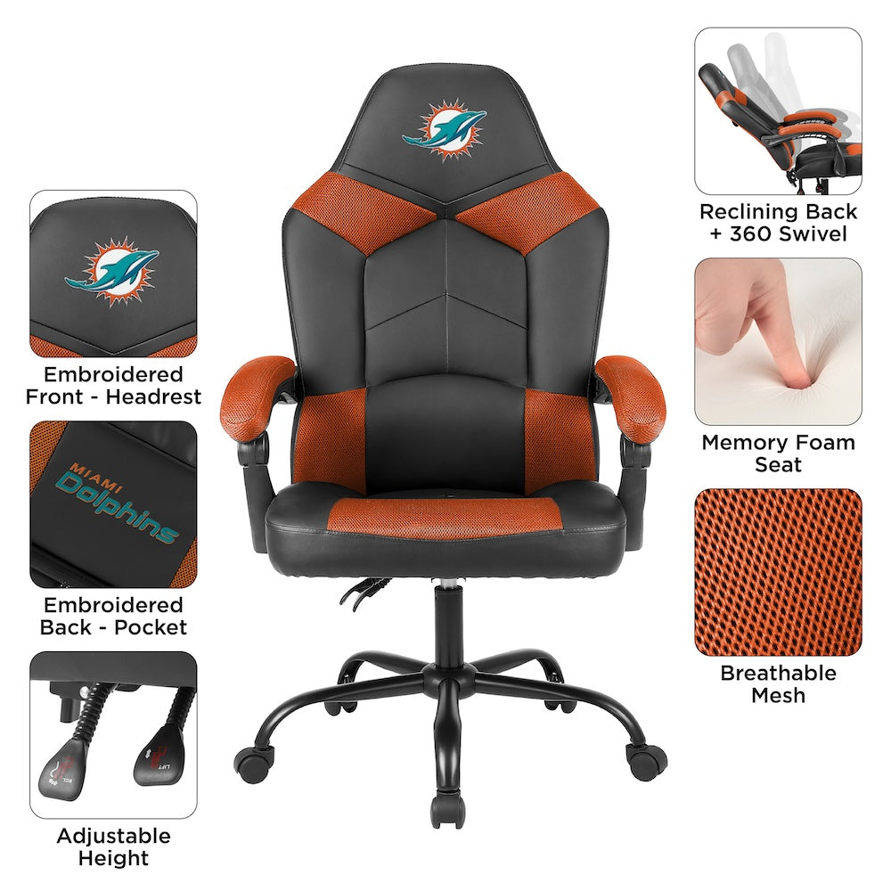 Miami Dolphins Office Gamer Chair Features