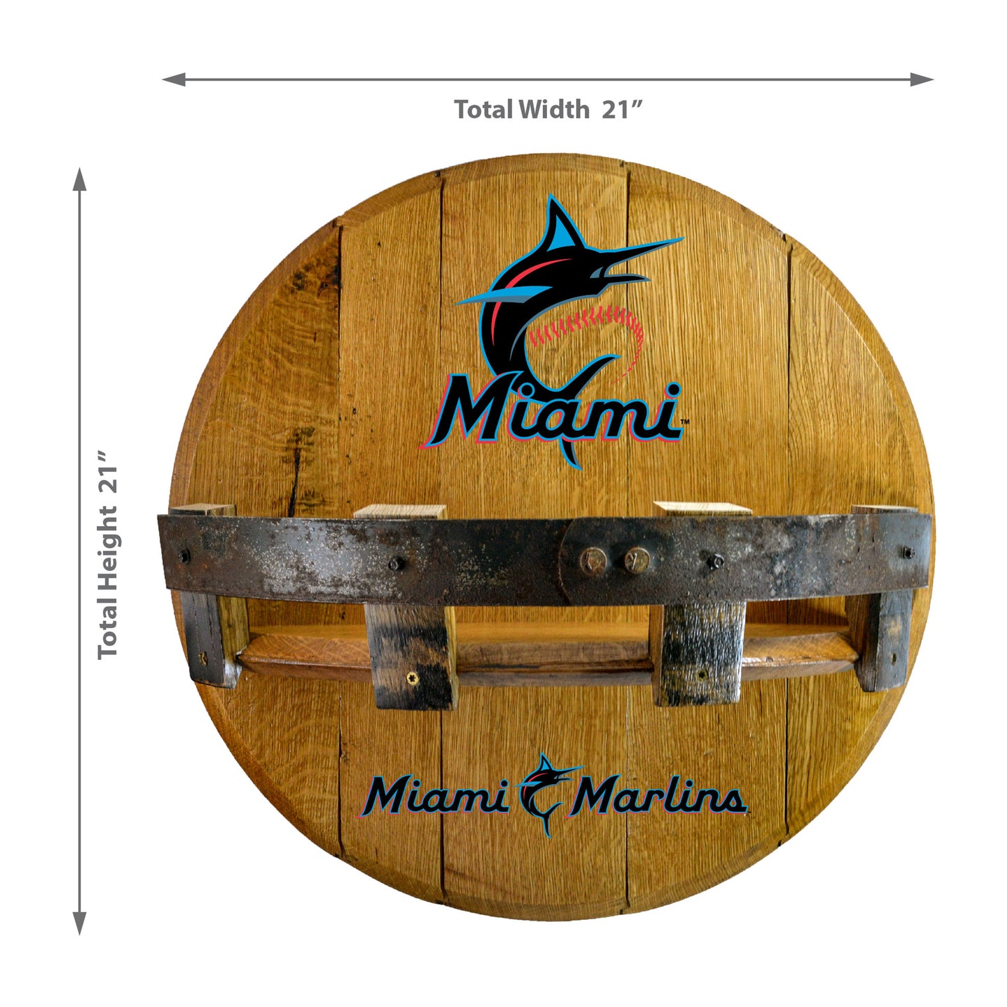 Miami Marlins whiskey barrel shelf dimensions