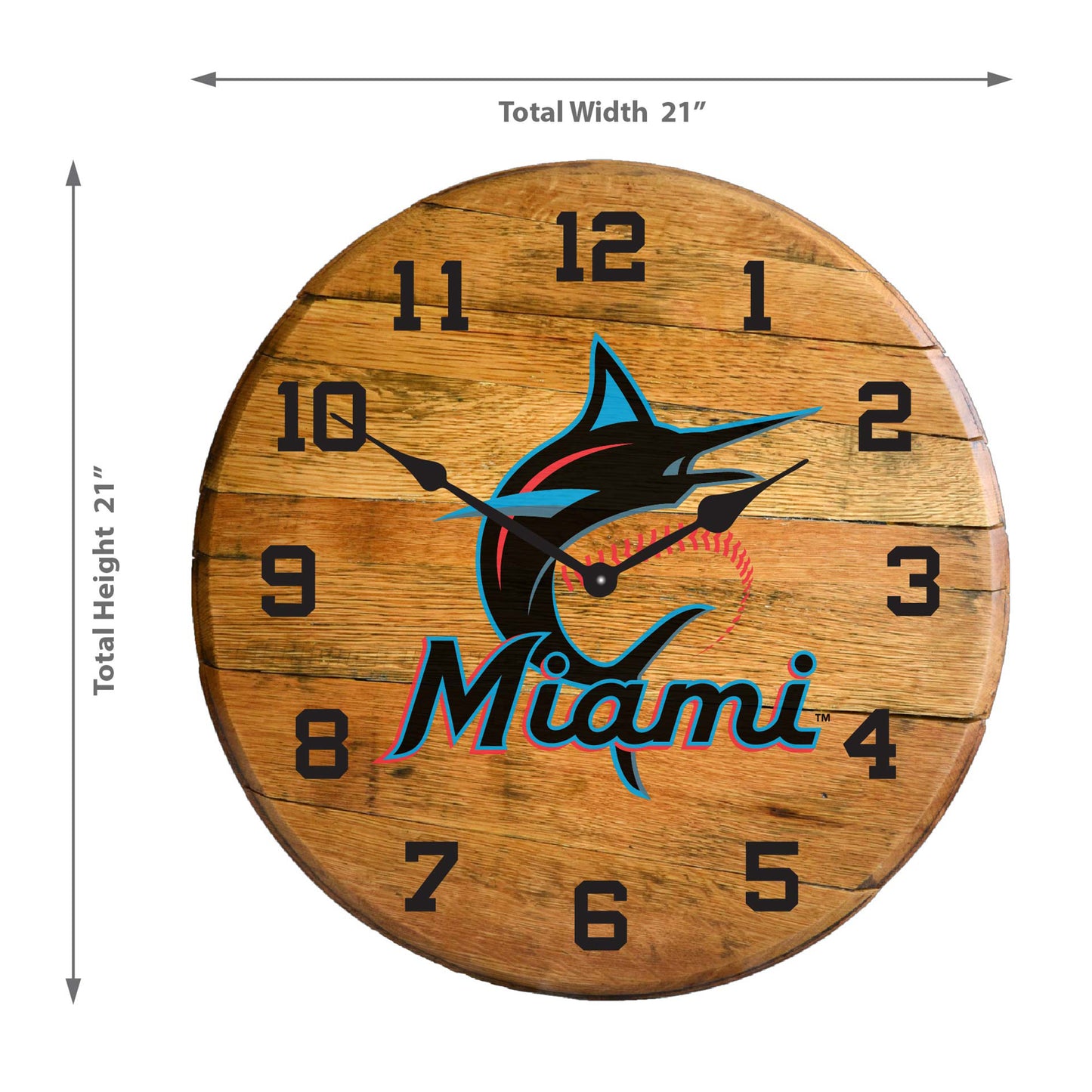Miami Marlins whiskey barrel wall clock dimensions