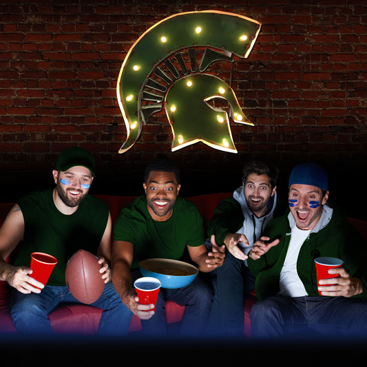 Michigan State Spartans logo lighted metal man cave sign