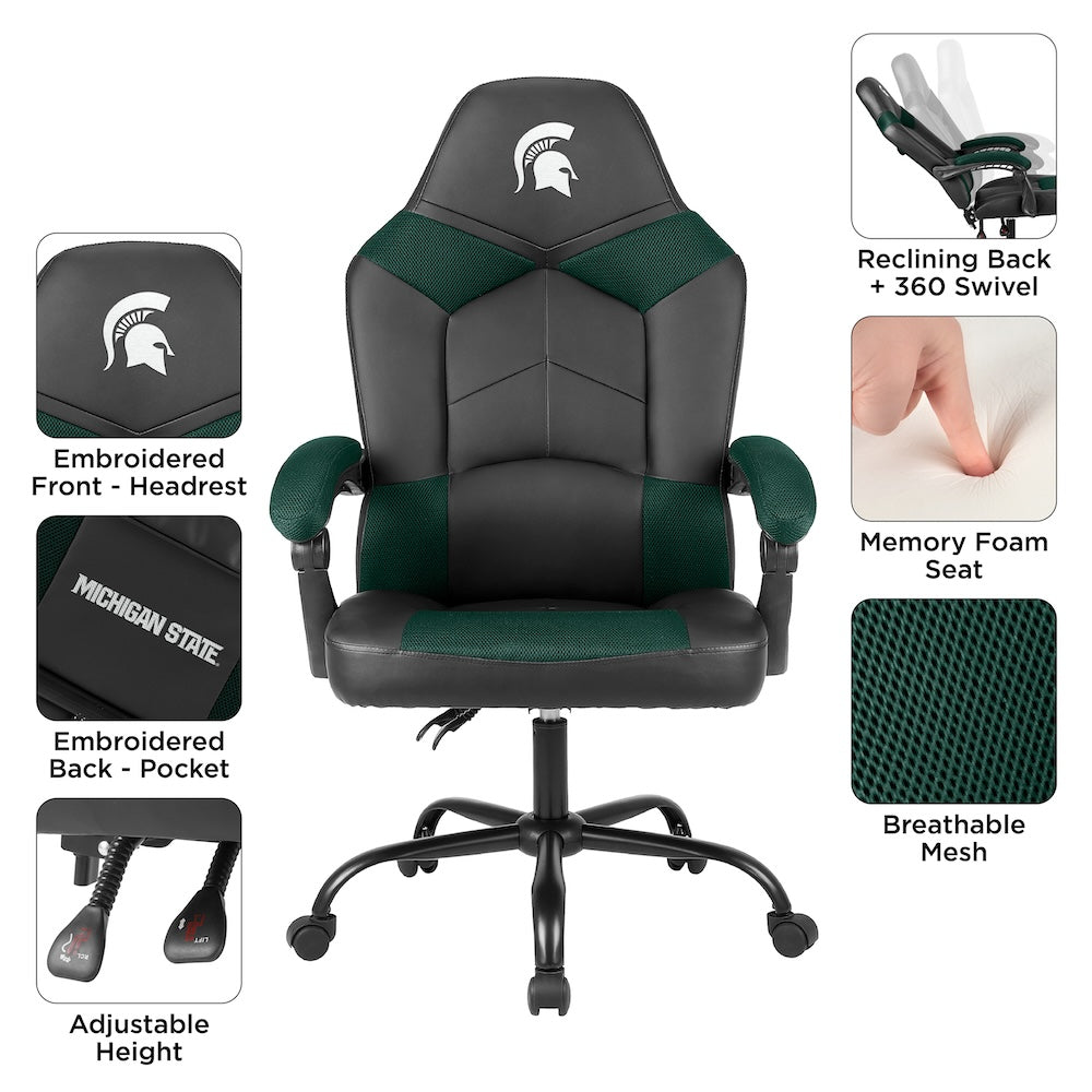 Michigan State Spartans Office Gamer Chair Features