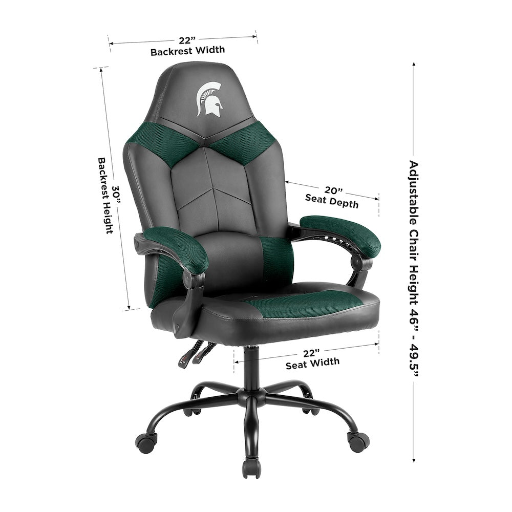 Michigan State Spartans Office Gamer Chair Dimensions