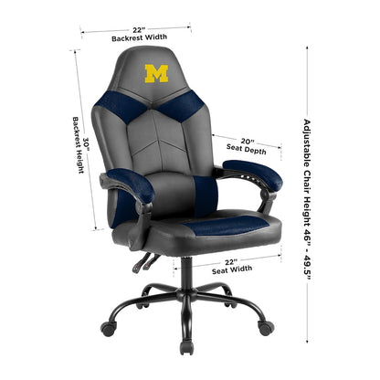 Michigan Wolverines Office Gamer Chair Dimensions