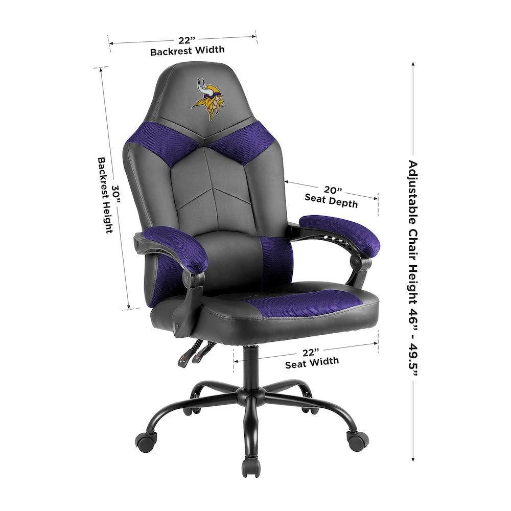 Minnesota Vikings Office Gamer Chair Dimensions